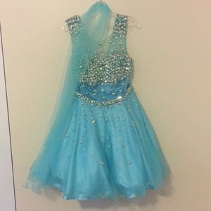 Anny Lee Bright Blue Rhinestone Homecoming Dress